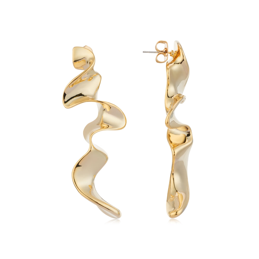 August Woods Gold Statement Wave Drop Earrings