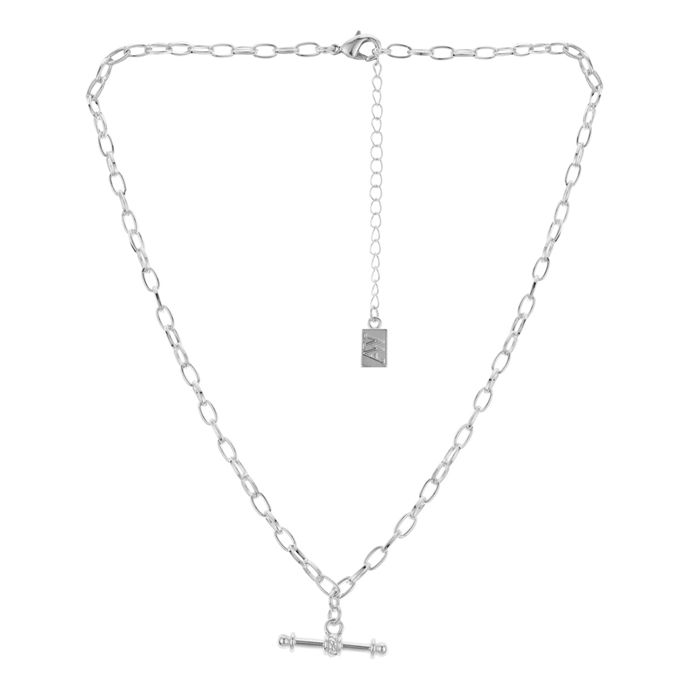 August Woods Silver Classic T-Bar Necklace