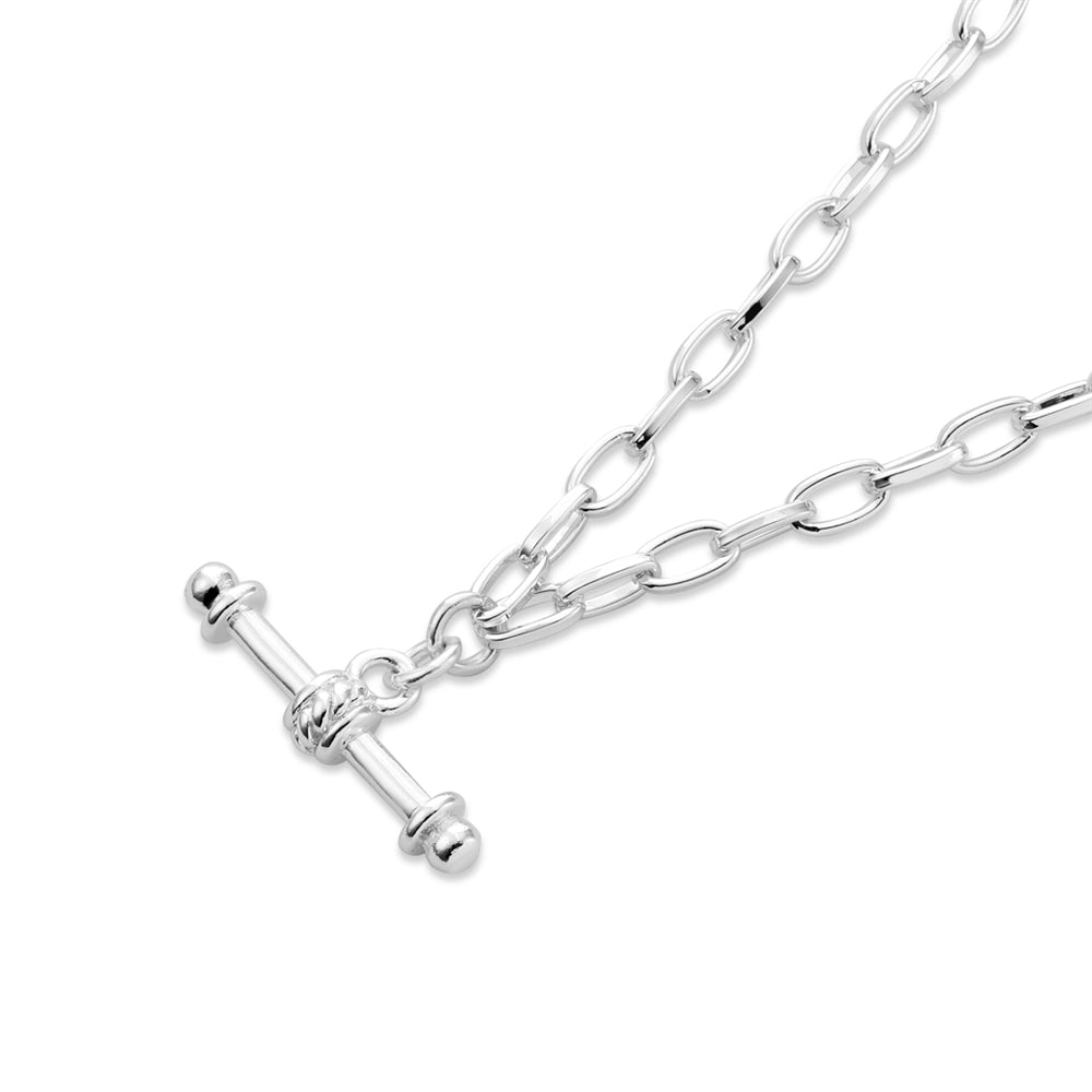 August Woods Silver Classic T-Bar Necklace