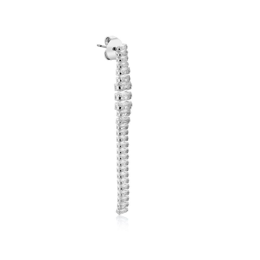 August Woods Silver Snake Chain Crystal Earrings