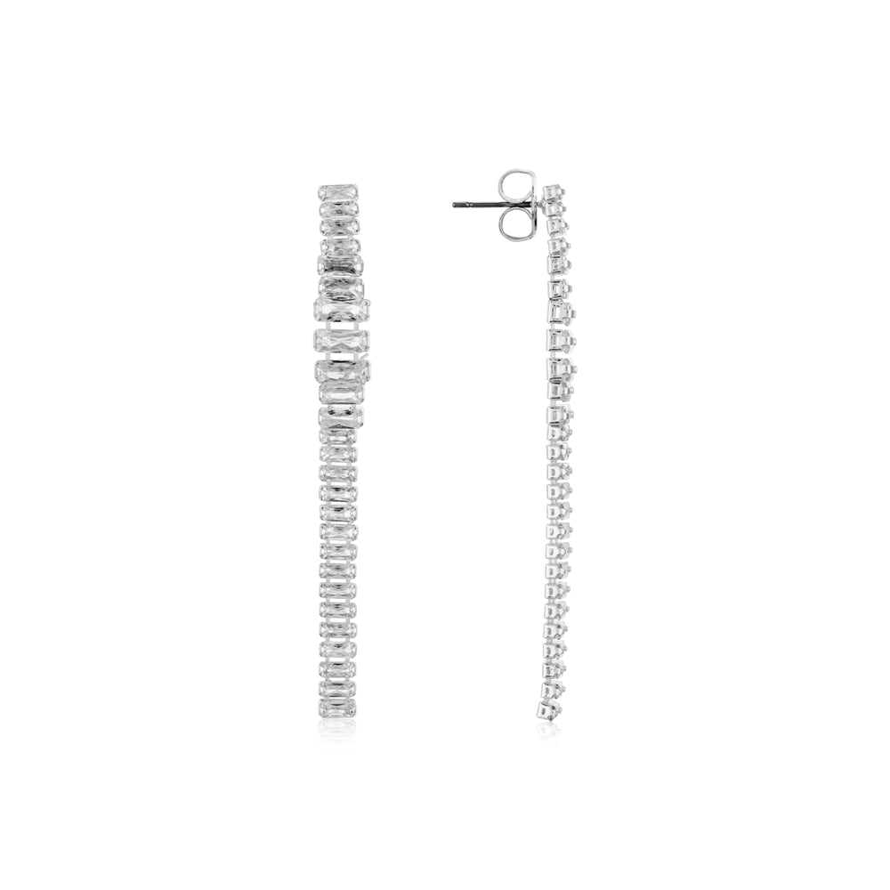 August Woods Silver Snake Chain Crystal Earrings