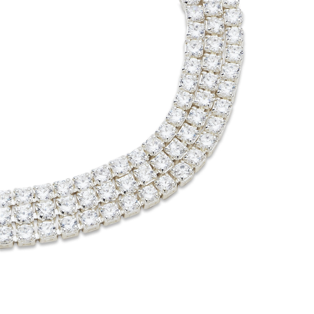 August Woods Silver Triple Tennis Bracelet