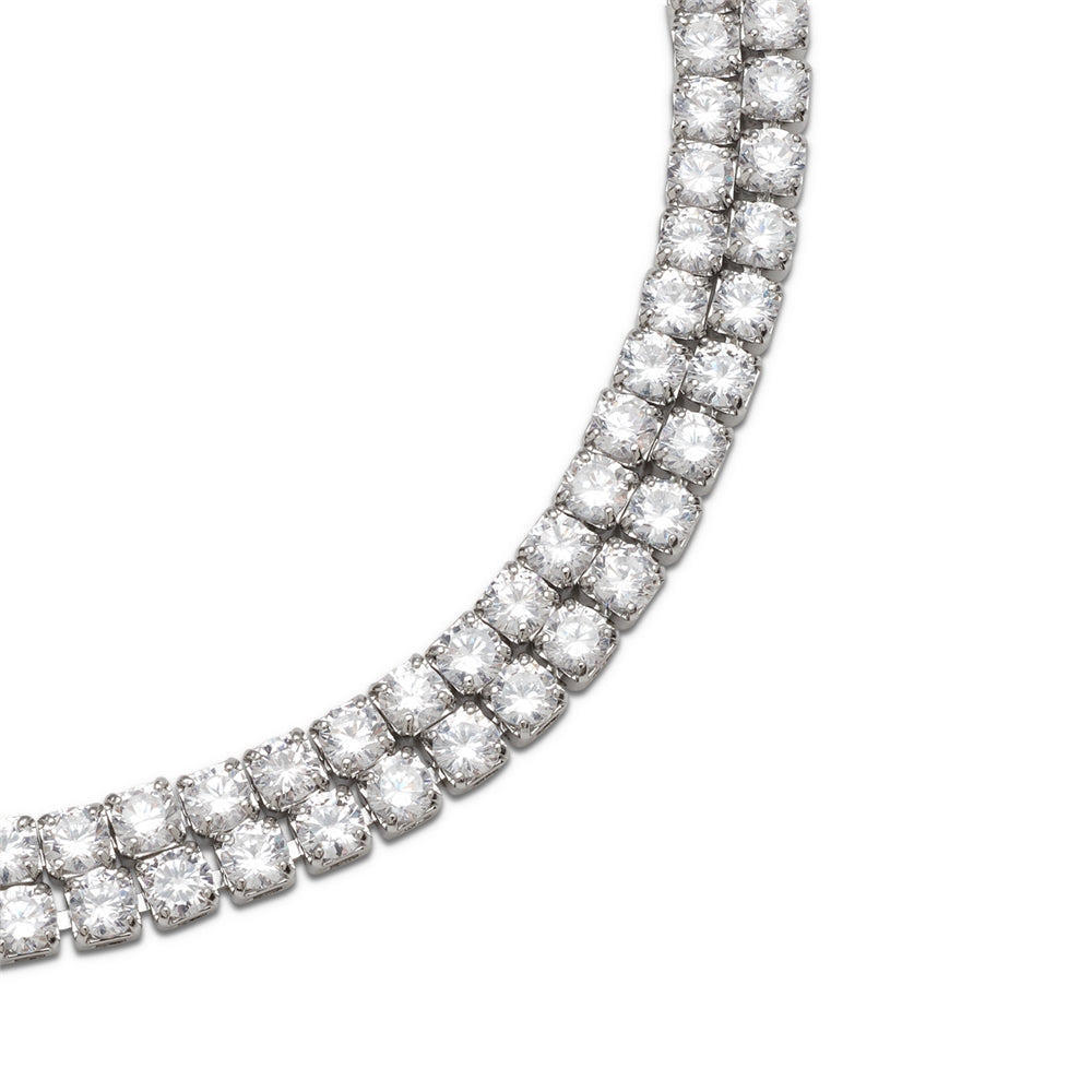 August Woods Silver Crystal Cross Double Row Bracelet