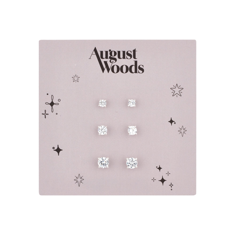 August Woods Silver Crystal Stud Multi Pack Earrings