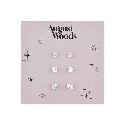 August Woods Silver Crystal Stud Multi Pack Earrings