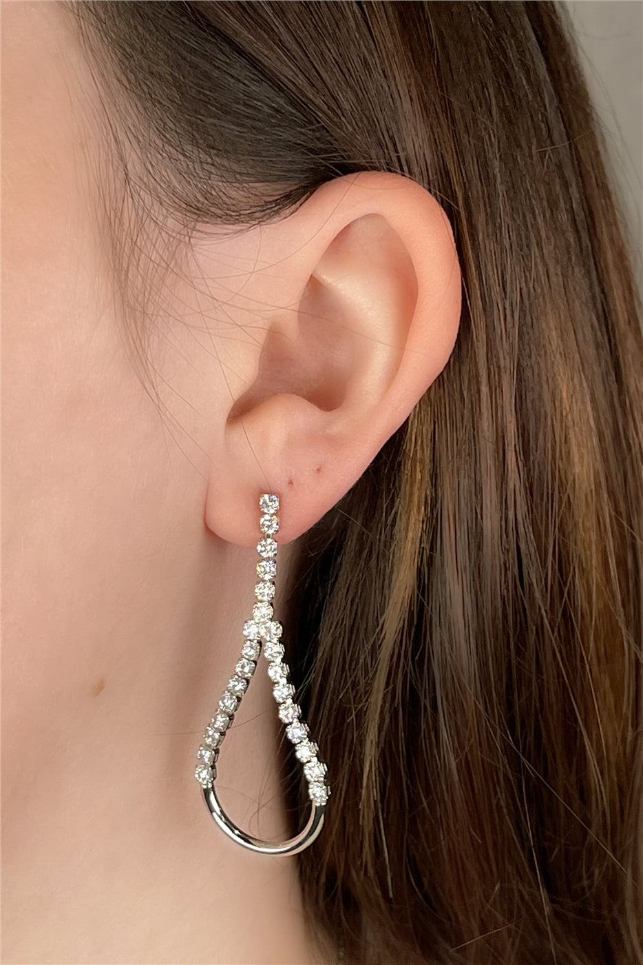 August Woods Silver Teardrop Crystal Statement Drop Earrings