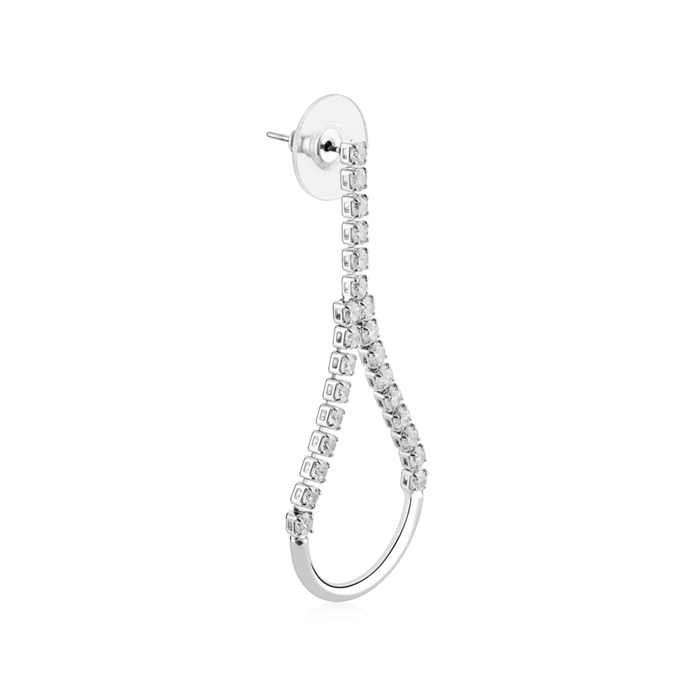 August Woods Silver Teardrop Crystal Statement Drop Earrings