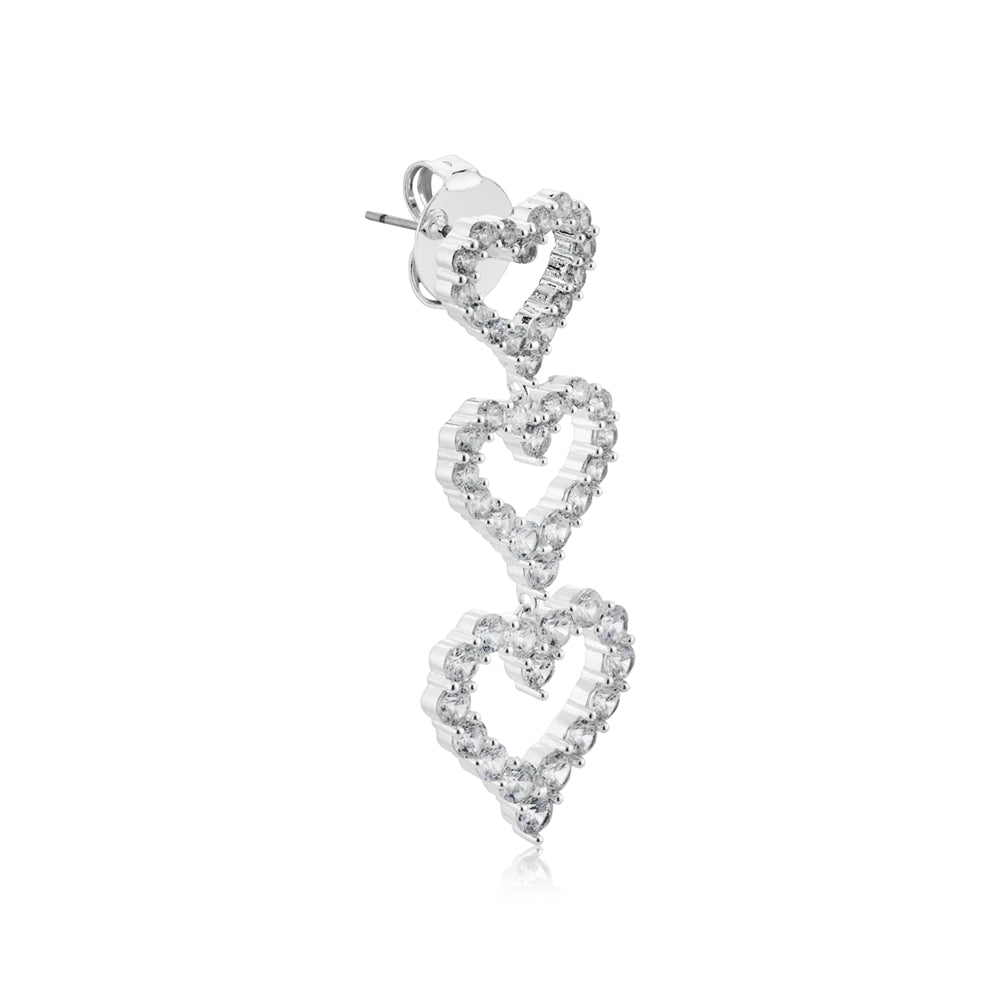 August Woods Silver Triple Open Heart Earrings