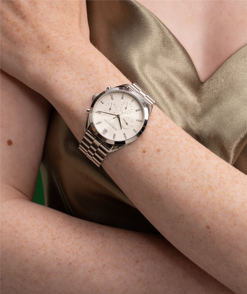 Olivia Burton Classic Multifunction Crystal Marker Silver Watch