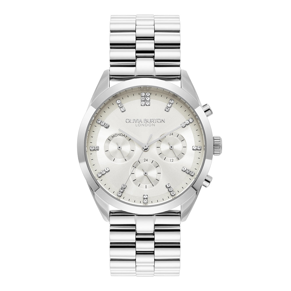 Olivia Burton Classic Multifunction Crystal Marker Silver Watch