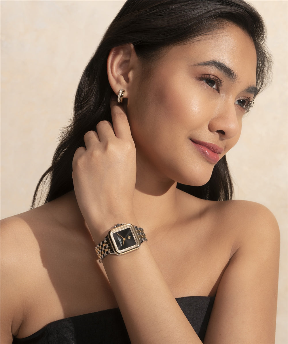 Olivia Burton Grosvenor North Star Silver Black Watch