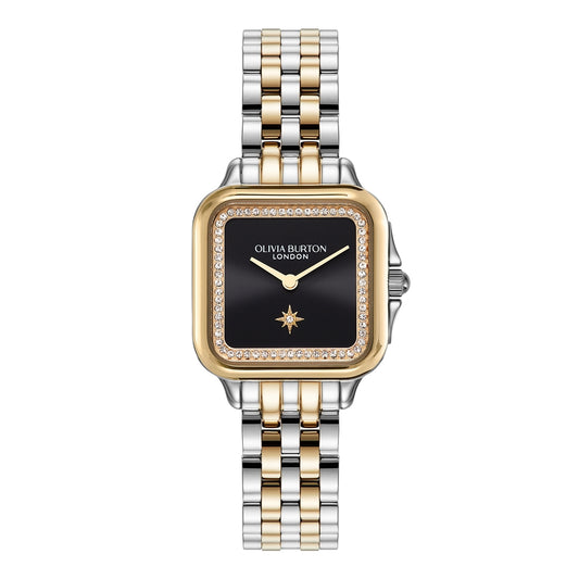 Olivia Burton Grosvenor North Star Silver Black Watch