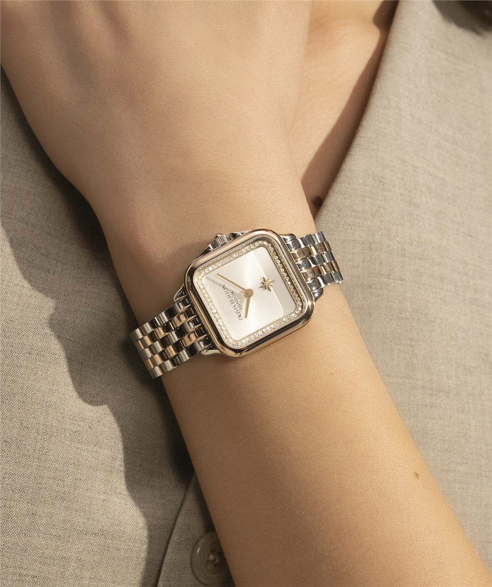 Olivia Burton Grosvenor North Star Silver Rose-Gold Watch