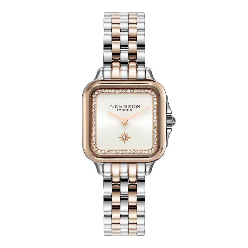 Olivia Burton Grosvenor North Star Silver Rose-Gold Watch