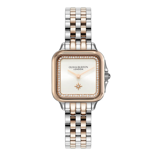 Olivia Burton Grosvenor North Star Silver Rose-Gold Watch