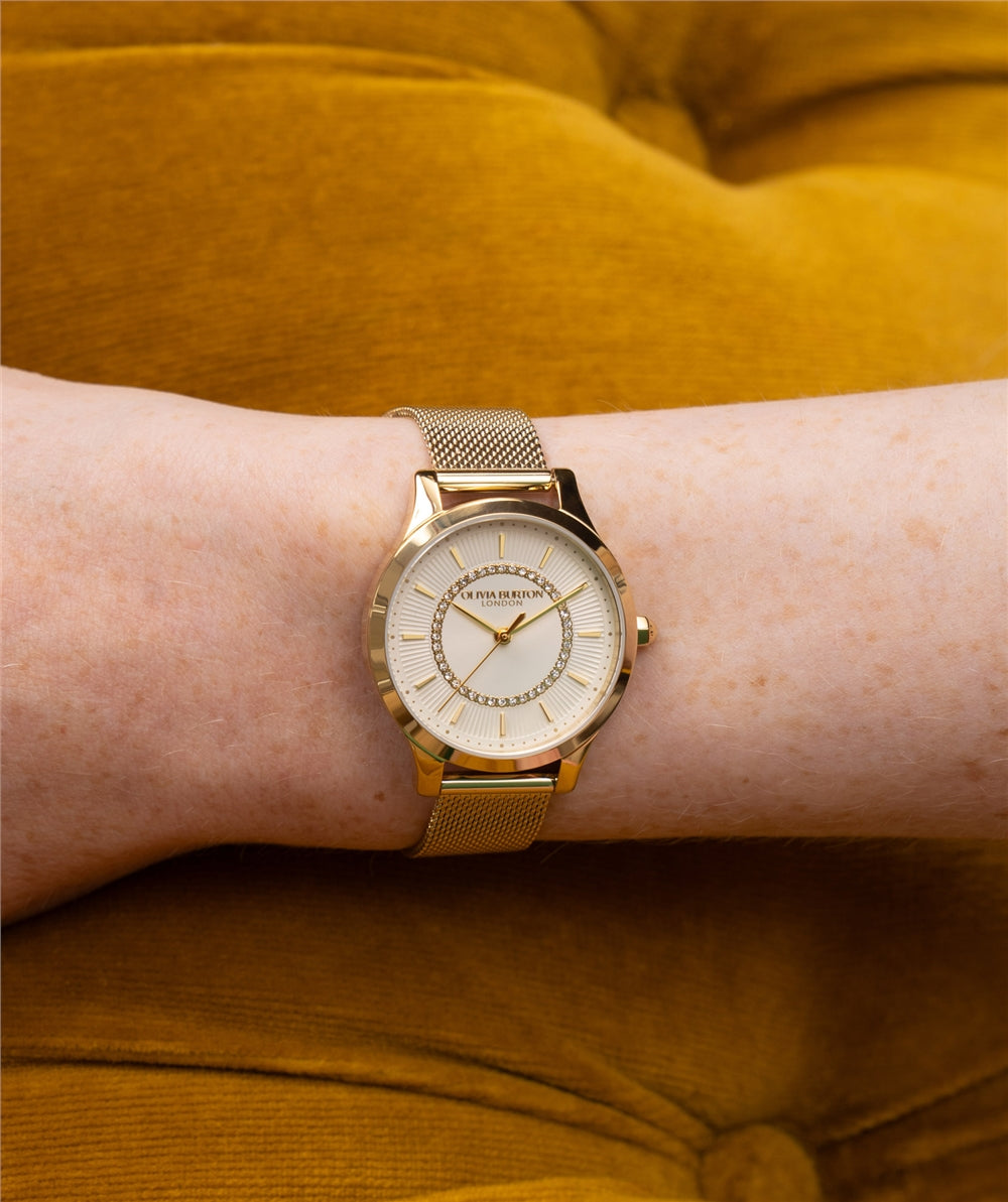Olivia Burton Wonderlust Sunray Gold Mesh Bracelet Watch