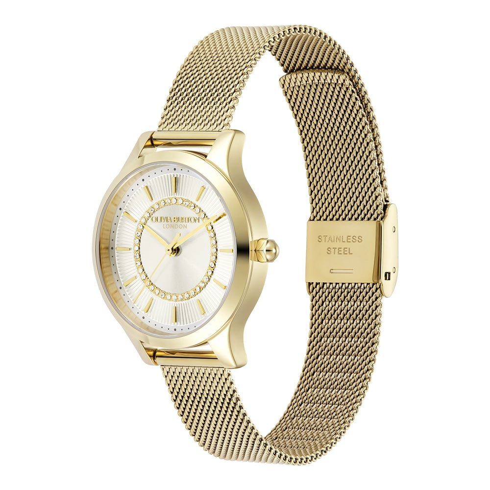 Olivia Burton Wonderlust Sunray Gold Mesh Bracelet Watch