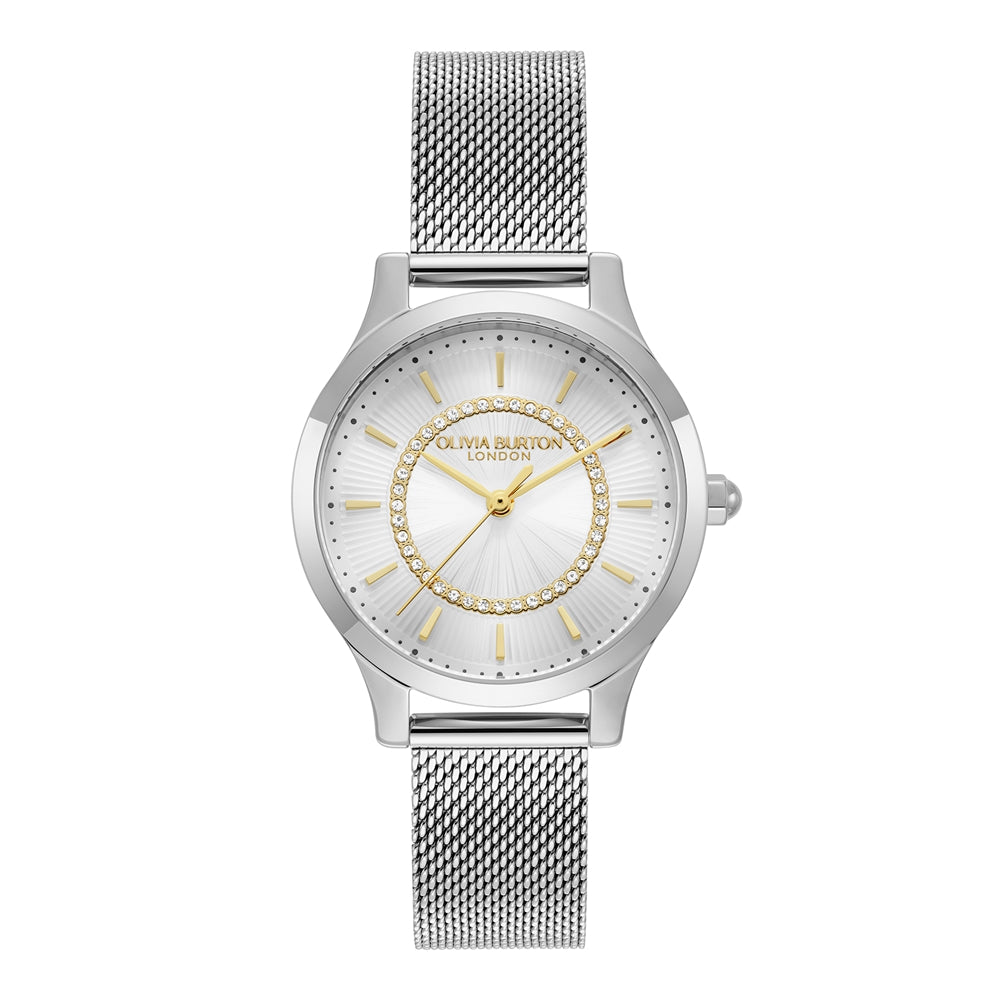 Olivia Burton Wonderlust Sunray Silver Mesh Bracelet Watch