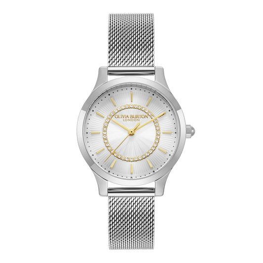 Olivia Burton Wonderlust Sunray Silver Mesh Bracelet Watch