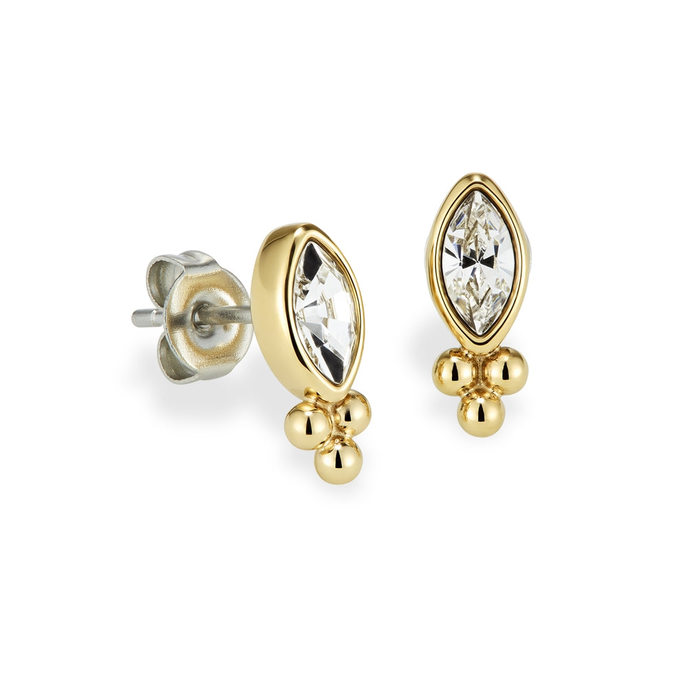 Olivia Burton Dainty Gold Marquise Caviar Bead Stud Earrings