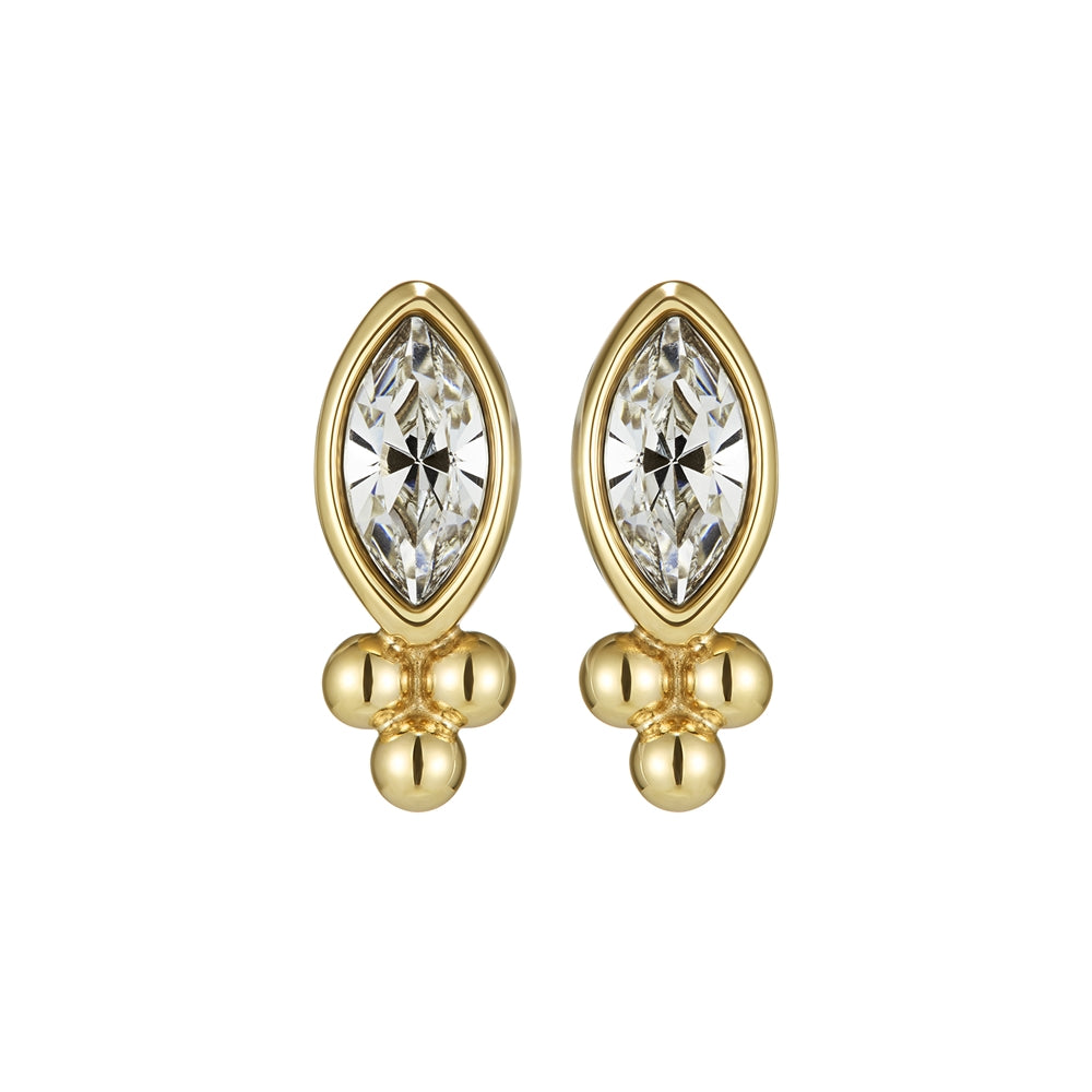 Olivia Burton Dainty Gold Marquise Caviar Bead Stud Earrings