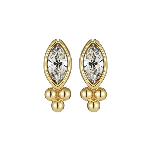 Olivia Burton Dainty Gold Marquise Caviar Bead Stud Earrings