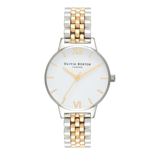 Olivia Burton Midi White Dial Gold & Silver Watch