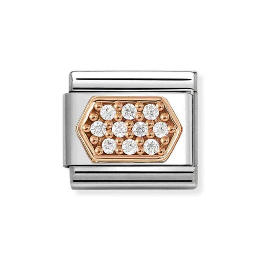 Nomination Rose Gold White Crystal Hexagon Charm