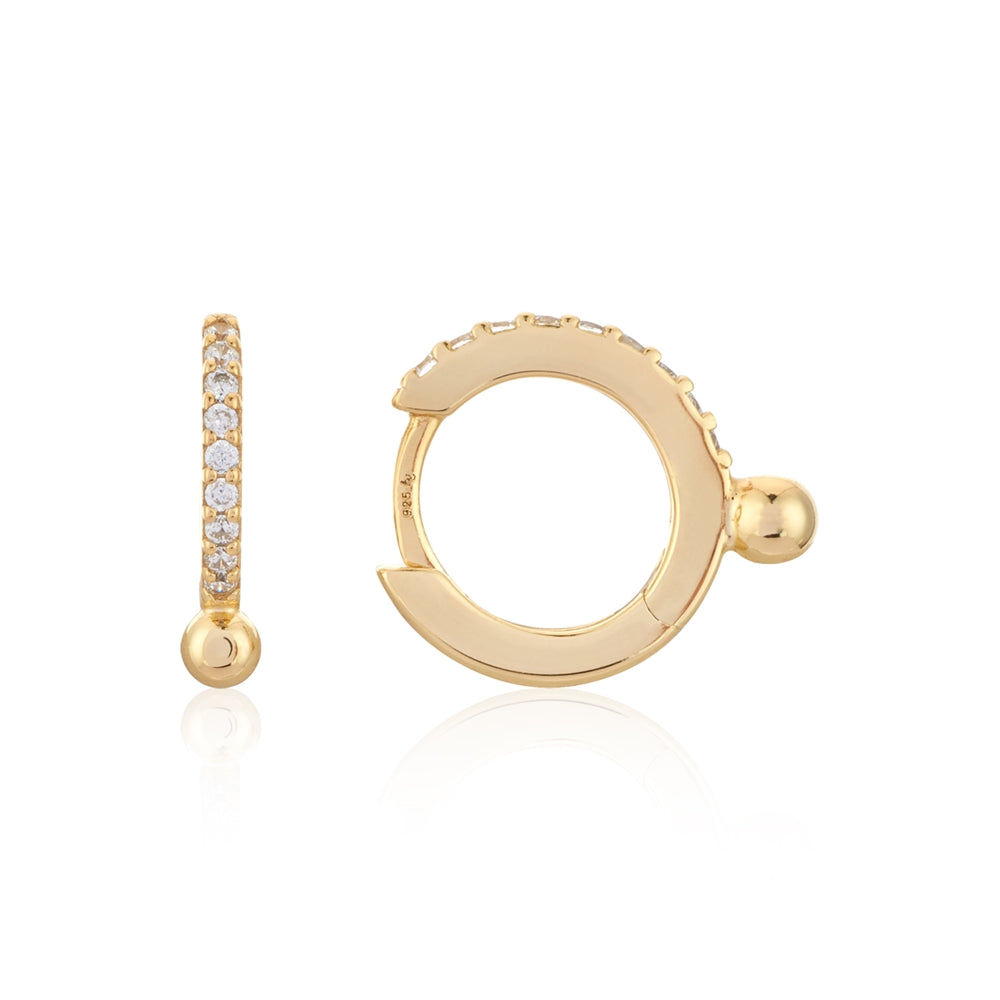 Argento Gold Crystal Ball Drop Huggie Earrings