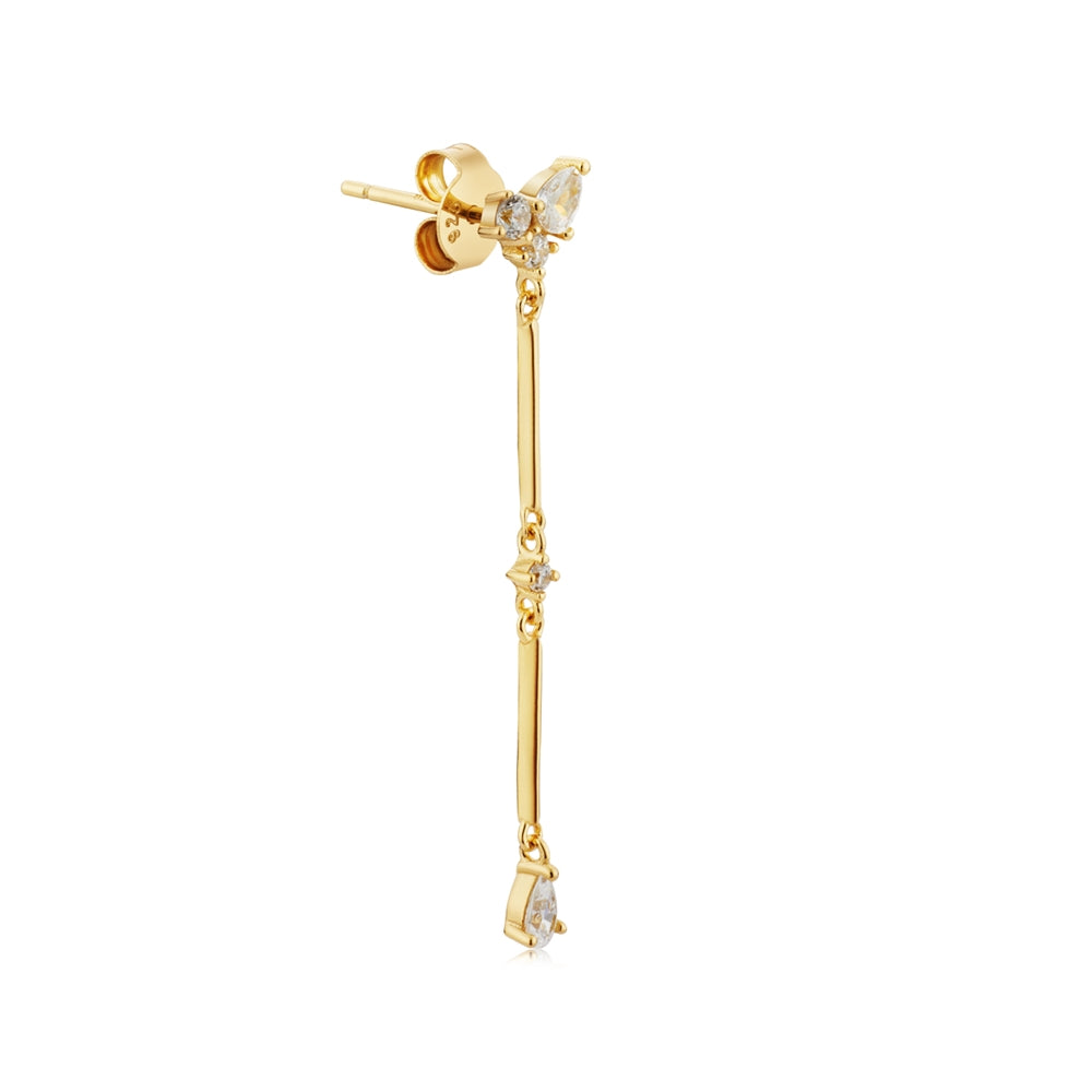 Argento Gold Long Drop Crystal Earrings