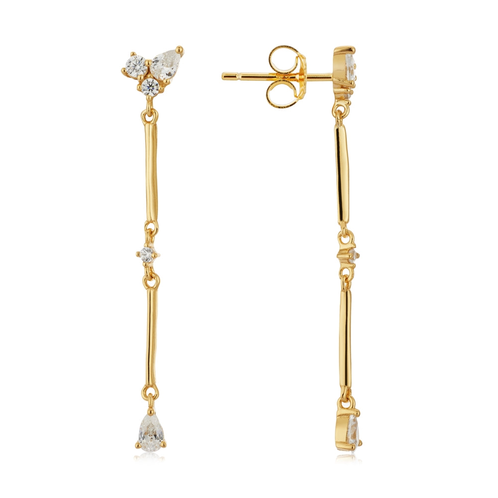 Argento Gold Long Drop Crystal Earrings