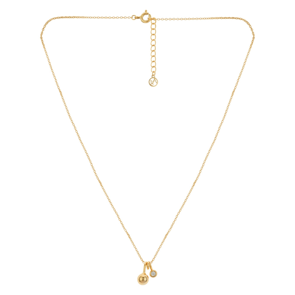 Argento Gold Petite Ball Pendant Crystal Necklace