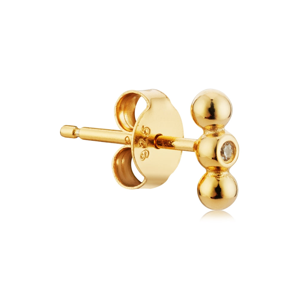 Argento Gold Triple Ball Bar Stud Earrings