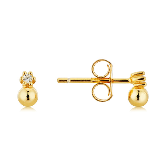 Argento Gold Double Ball Crystal Stud Earrings