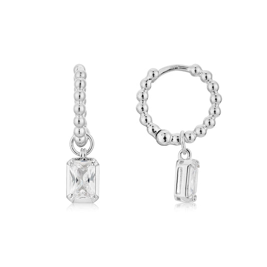 Argento Silver Crystal Beaded Huggie Earrings