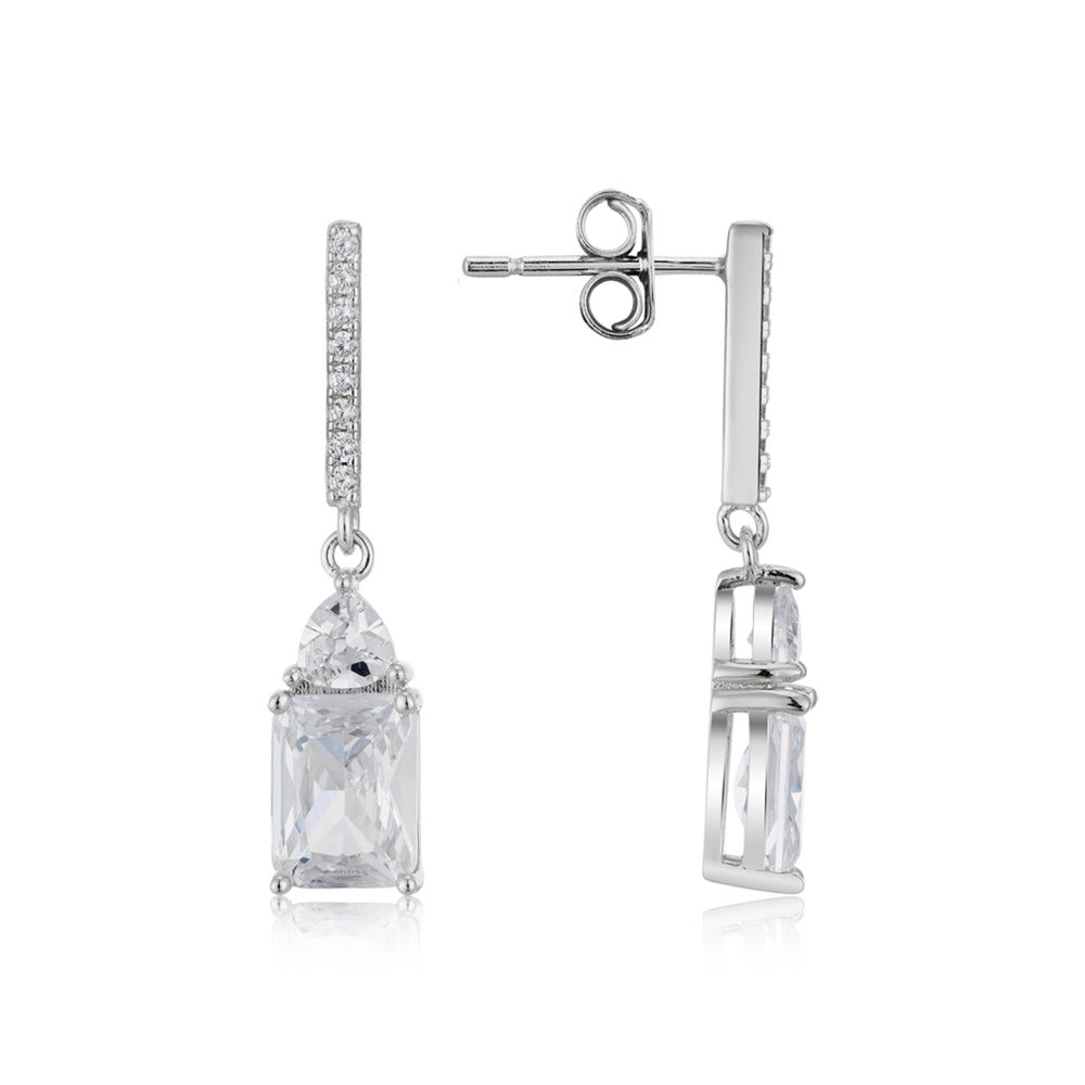 Argento Silver Baguette Drop Earrings