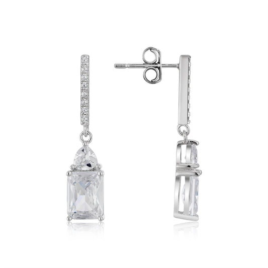 Argento Silver Baguette Drop Earrings