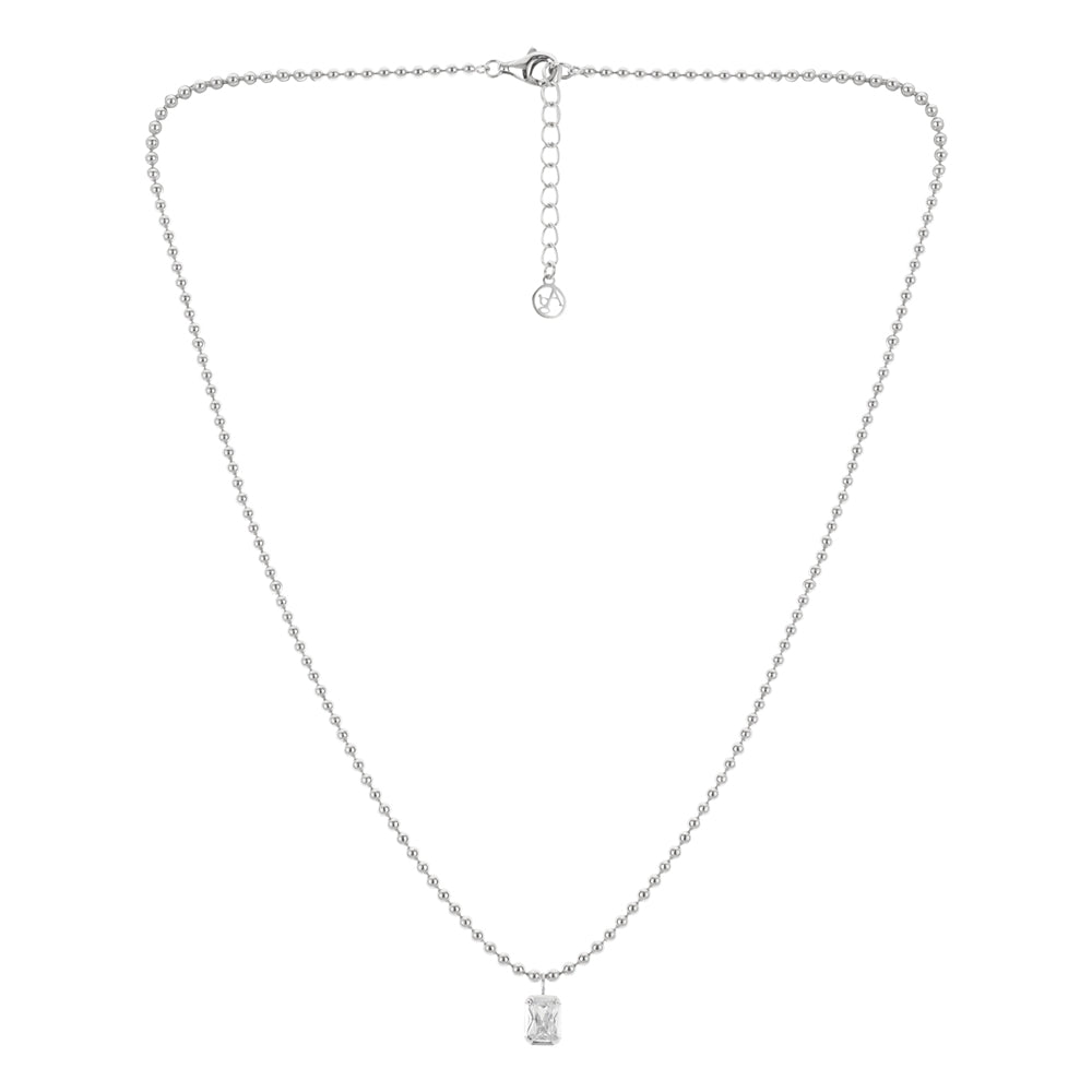 Argento Silver Radiant Cut Beaded Necklace