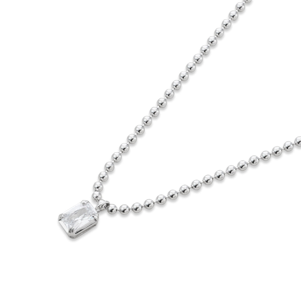 Argento Silver Radiant Cut Beaded Necklace