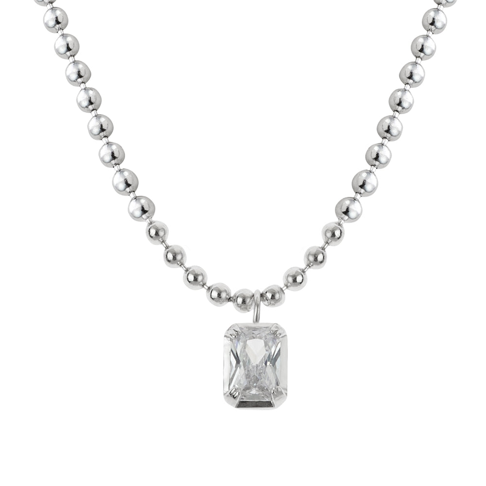 Argento Silver Radiant Cut Beaded Necklace