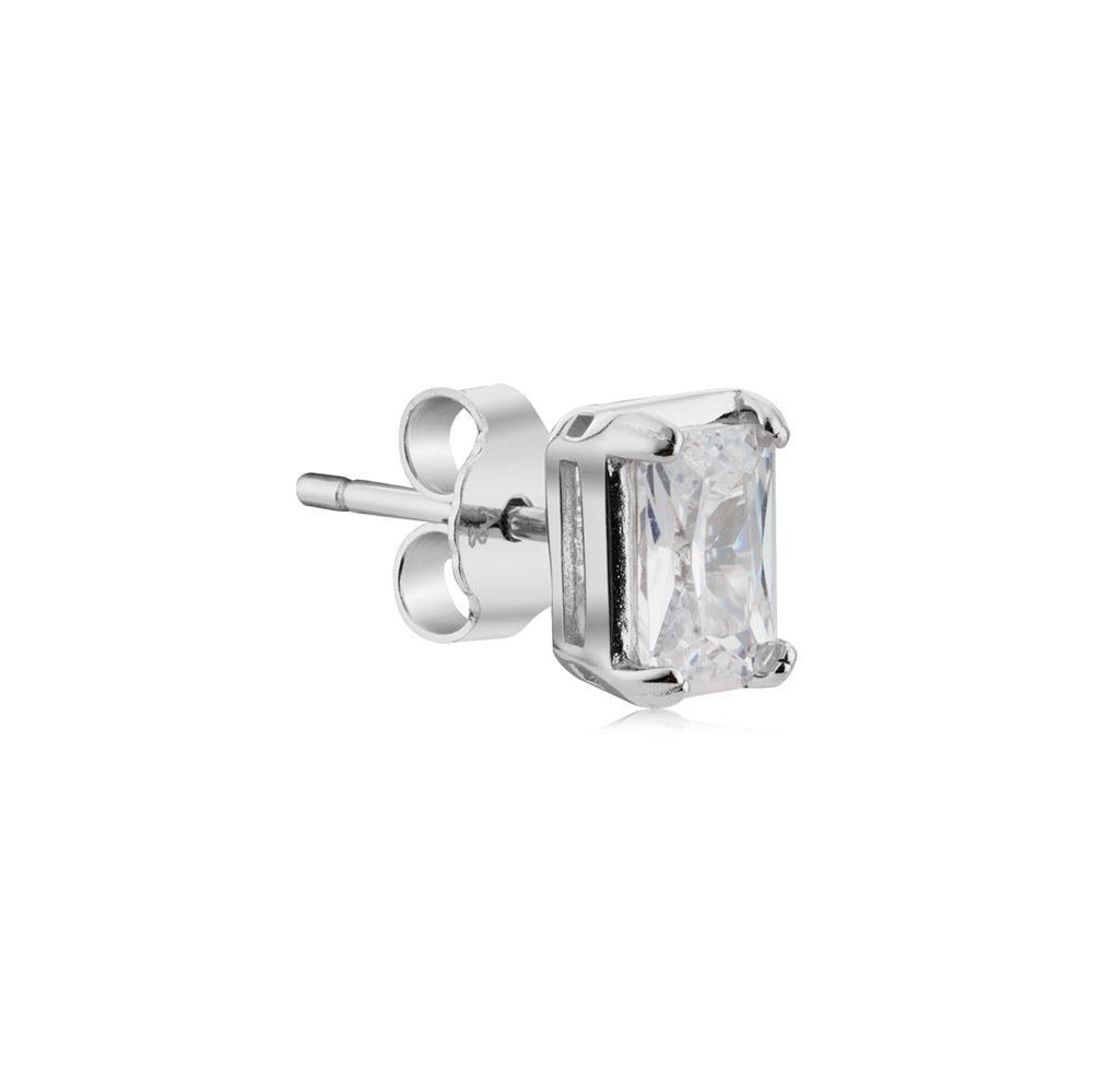 Argento Silver Radiant Cut Stud Earrings