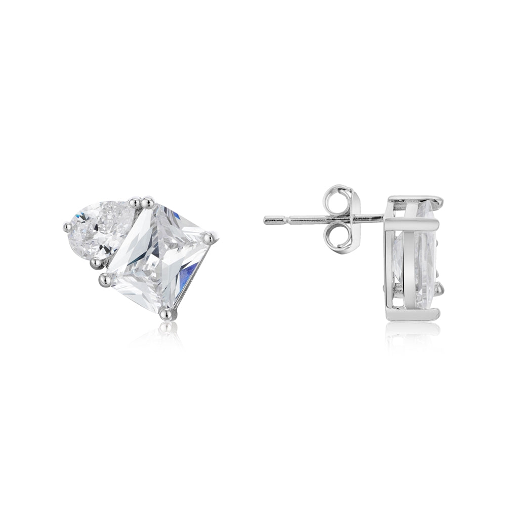 Argento Silver Toi Et Moi Stud Earrings