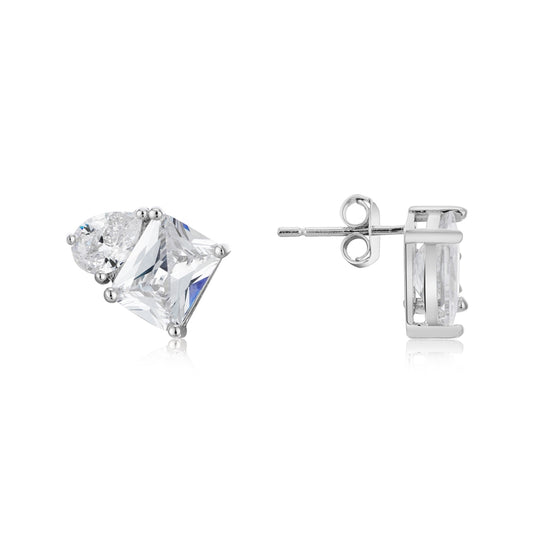 Argento Silver Toi Et Moi Stud Earrings
