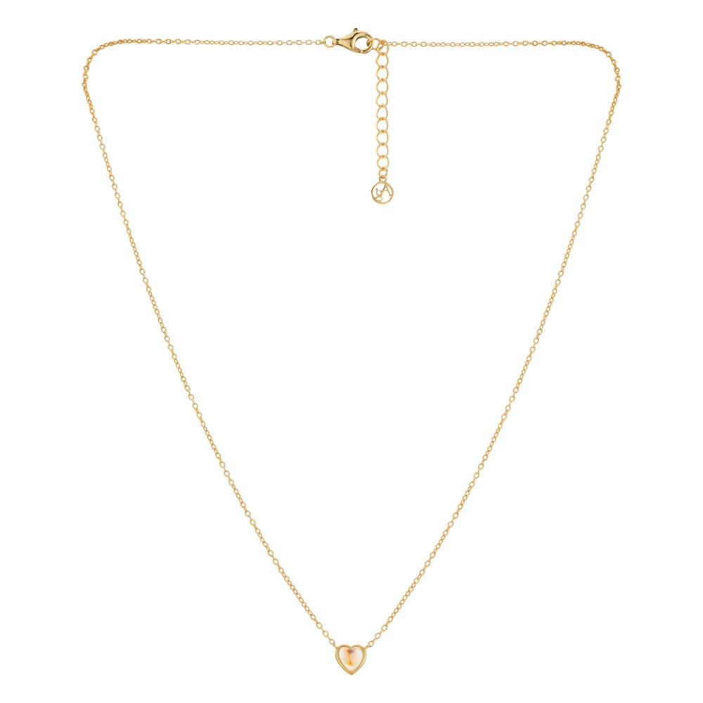 Argento Gold Mother of Pearl Heart Crystal Necklace