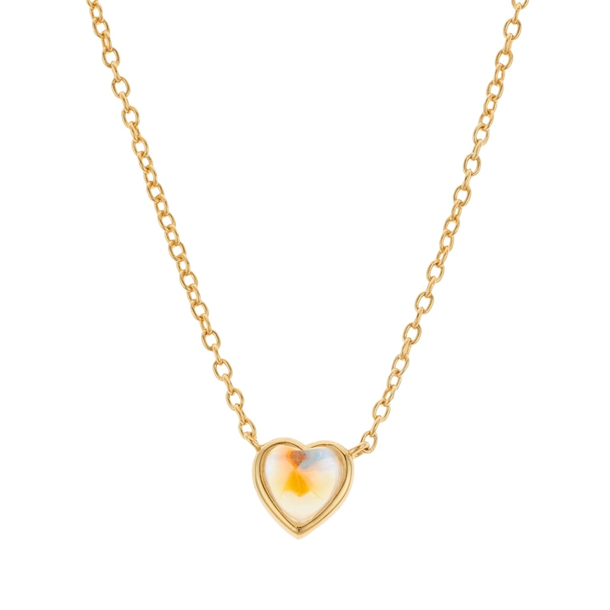 Argento Gold Mother of Pearl Heart Crystal Necklace