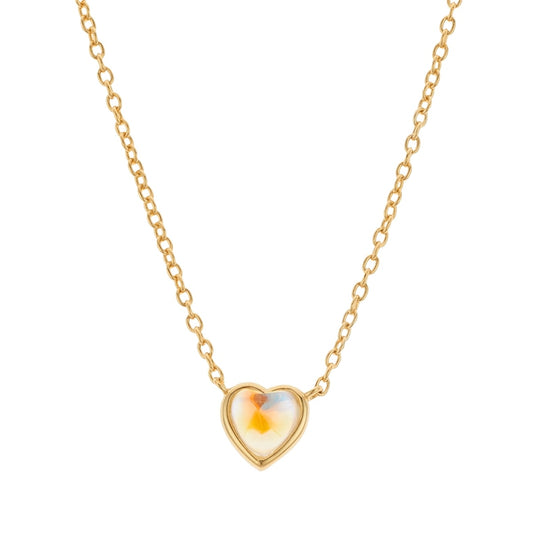 Argento Gold Mother of Pearl Heart Crystal Necklace