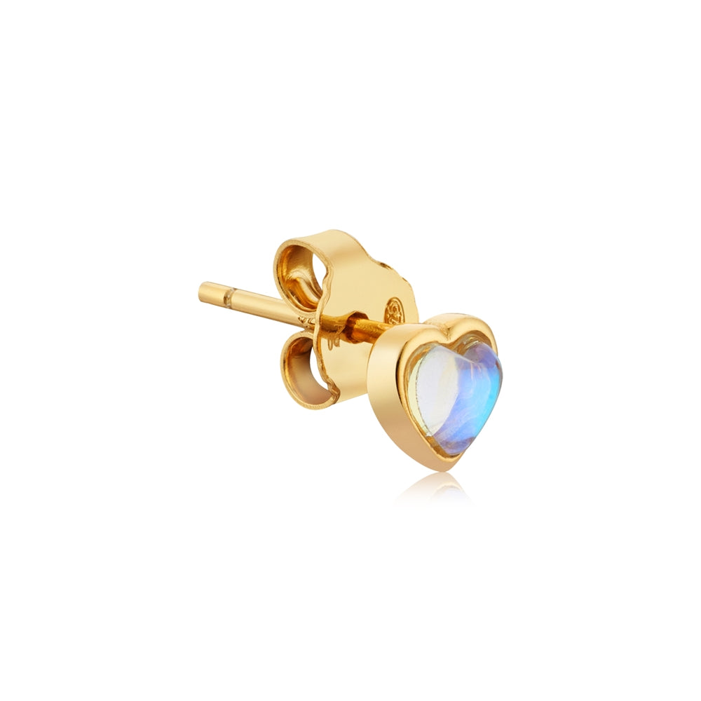 Argento Gold Mother of Pearl Heart Crystal Stud Earrings