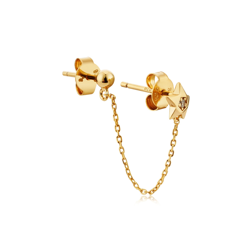 Argento Gold Double Star Stud Earrings