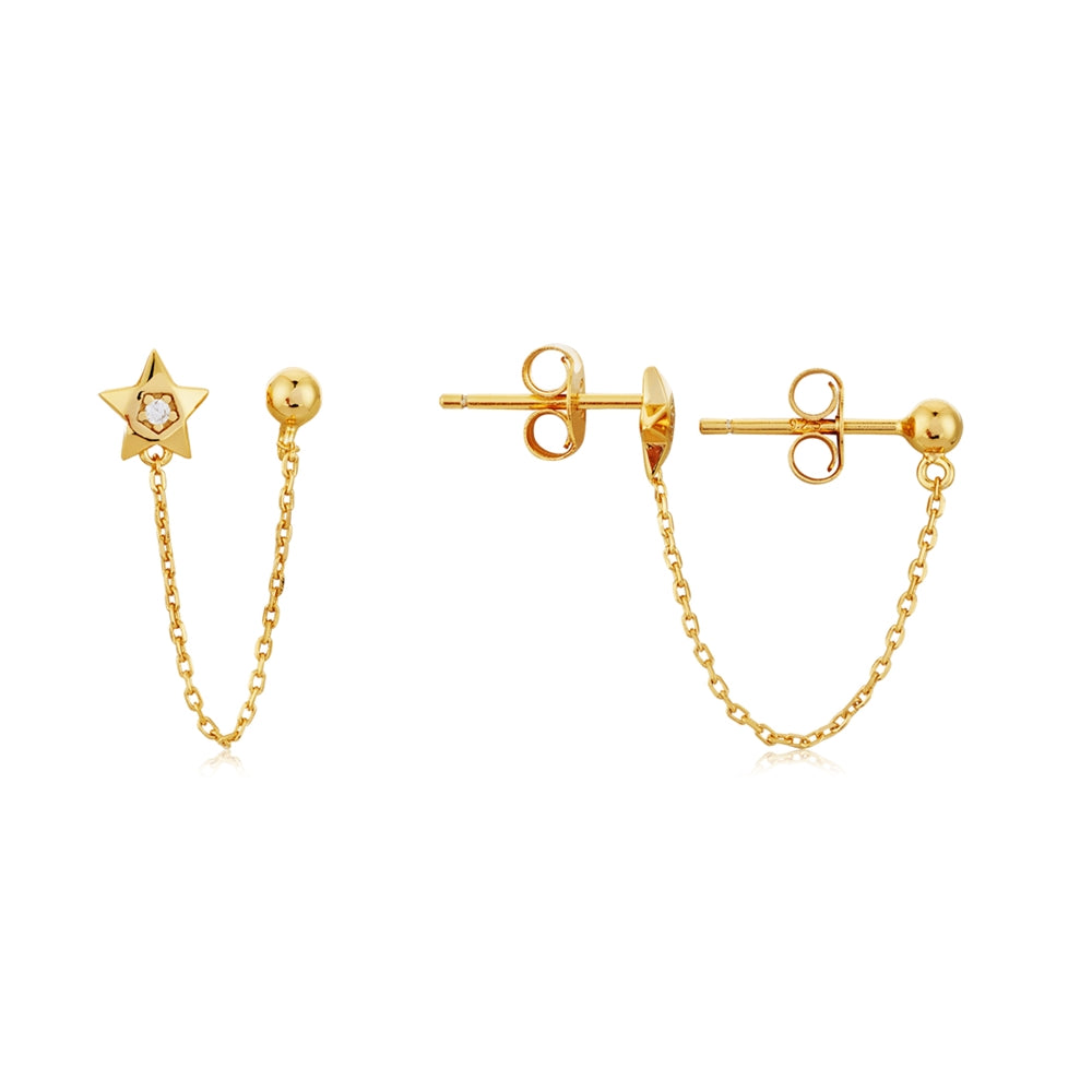 Argento Gold Double Star Stud Earrings
