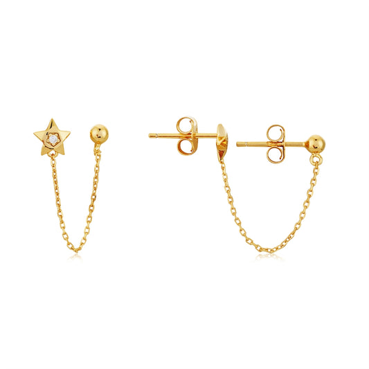 Argento Gold Double Star Stud Earrings